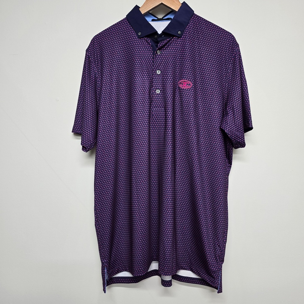 Greyson Clothiers Polo Shirt Mens L Purple Geometric Performance Golf Sport Top